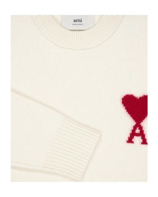 AMI White Ami De Coeur Crewneck Jumper for men
