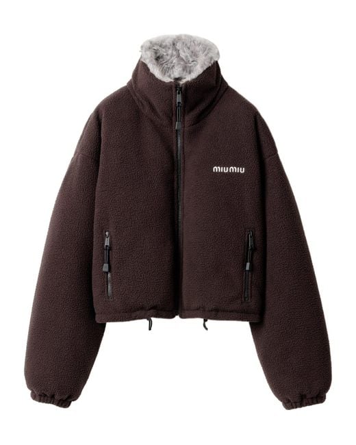 Miu Miu Brown Fleece Down Jacket