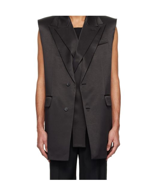 Jean Paul Gaultier Black Double Layer Sleeveless Jacket for men
