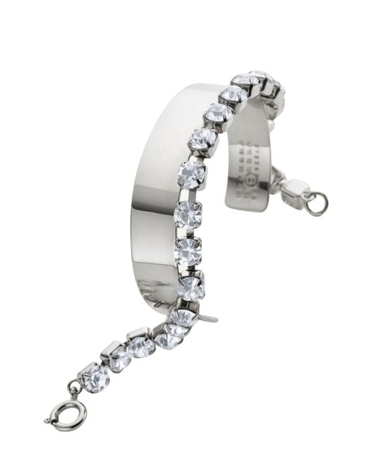 MM6 by Maison Margiela White Crystal Chain Bracelet