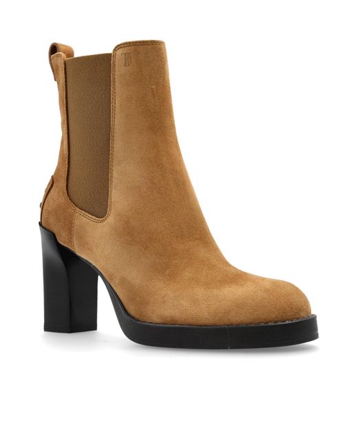 Tod's Brown Heeled Chelsea Ankle Boots
