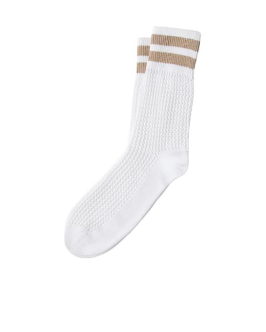 Brunello Cucinelli White Stripe-Detailed Open-Knit Socks