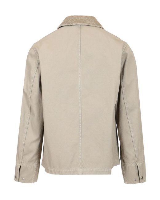 Burberry Natural Motif-Embroidered Press Stud Shirt Jacket for men