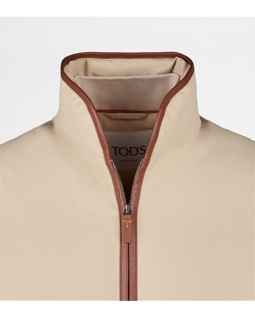 Tod's Natural Leather-Trim Down Jacket for men