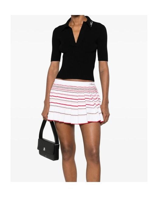 Amiri Black Script Rib Knit Ss Polo Shirt