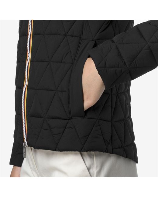K-Way Black Quilted Hooded Zip-Up Jacket
