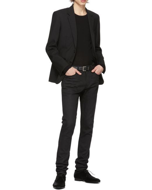 Saint Laurent Black Single-Breasted Straight Collar Jacket for men