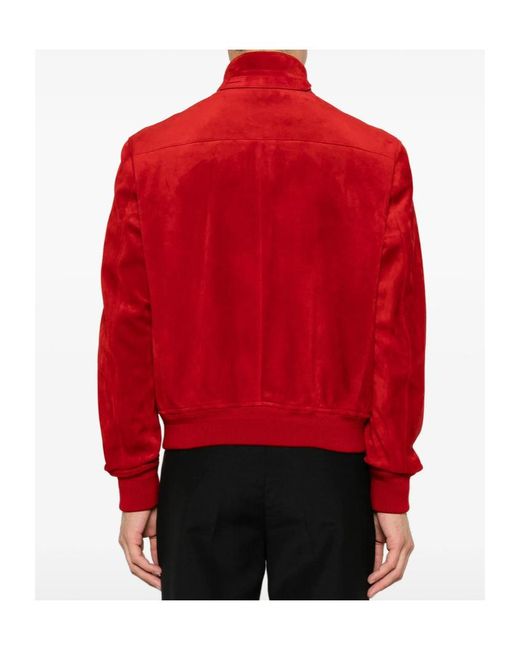 Tom Ford Red Long-Sleeved Suede Leather Jacket for men