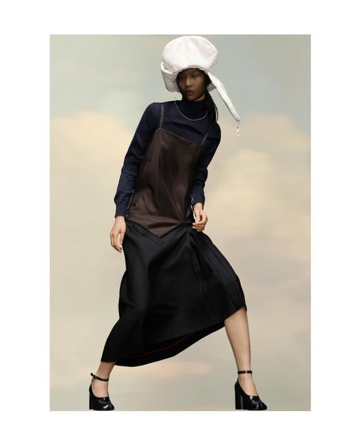 Maison Margiela Black Panelled Midi Strap Dress
