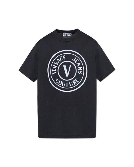 Versace Jeans Black Couture Logo Printed Crewneck T-Shirt for men