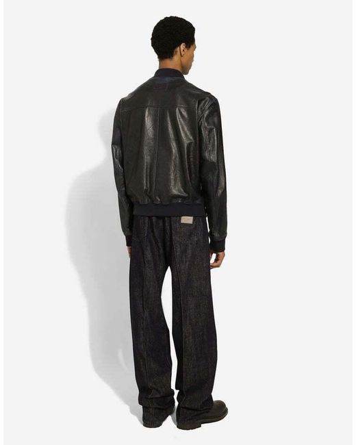 Dolce & Gabbana Black Logo Plaque Straight-Leg Jeans for men