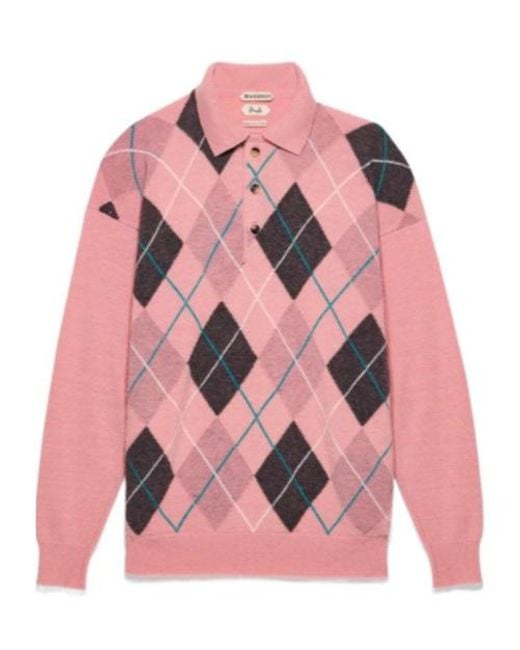 J.W. Anderson Pink Jw Anderson X Pringle Argyle Polo Top for men