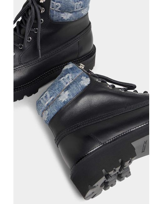 DSquared² Black D2 Monogram Ankle Boots for men