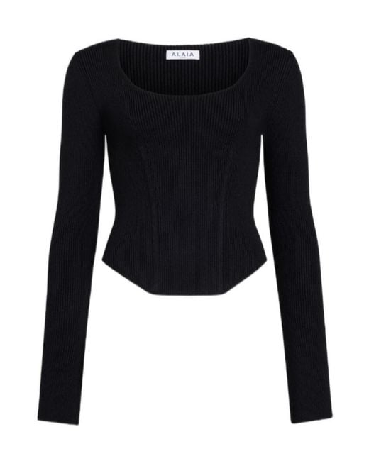 Alaïa Black Wool-Blend Corset