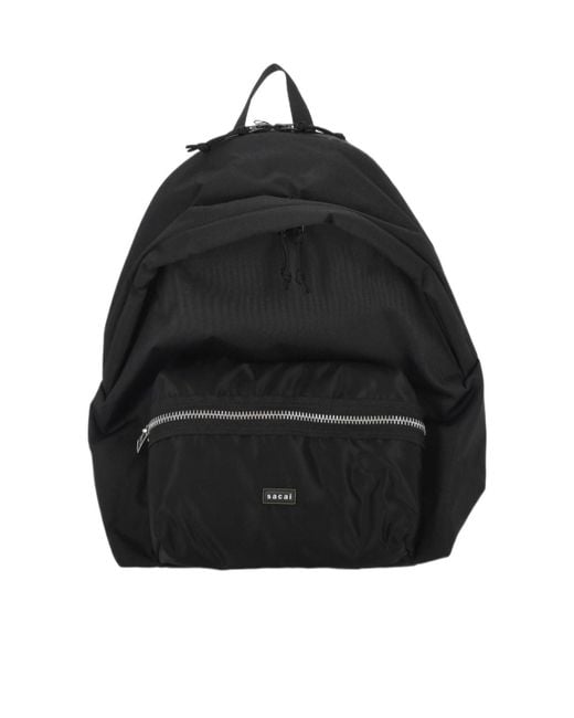 Sacai Black Zippered Backpack for men