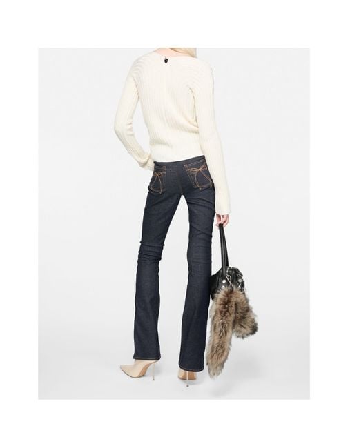 Acne Blue Bow-Detail Flared Trousers