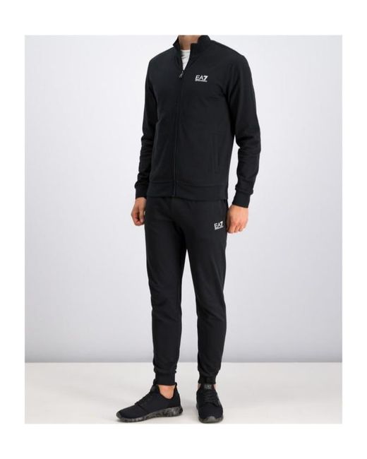 EA7 Black Logo Printed Tracksuit for men