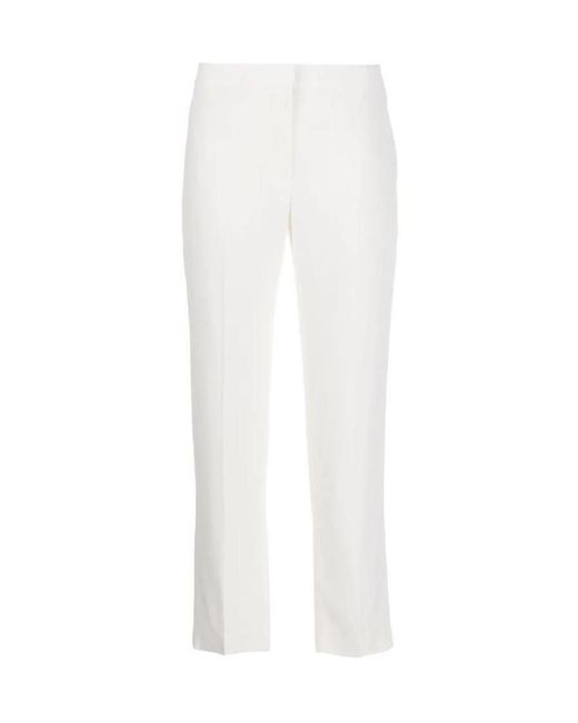 McQueen White Straight Leg Cropped Trousers