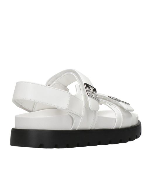 Tory Burch White Logo Strap Sandals