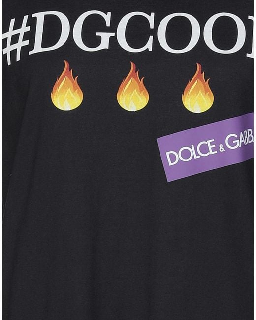 Dolce & Gabbana Black Solid Color Printed Knit T-Shirt