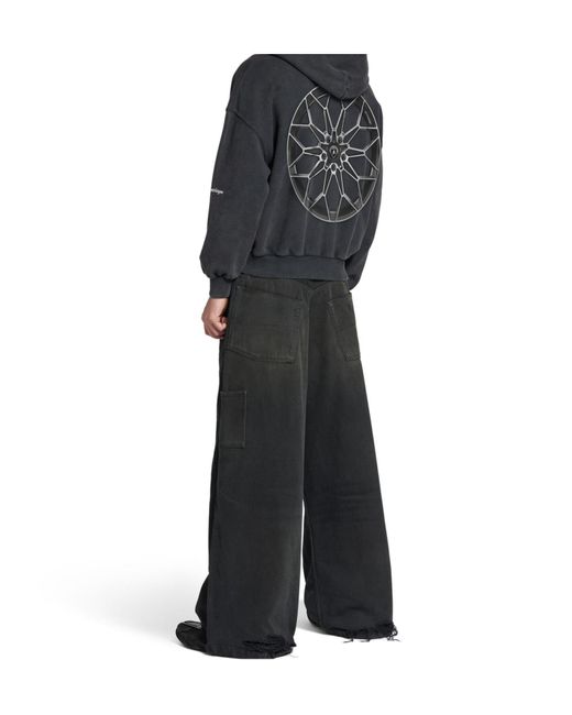 Balenciaga Black Ripped Off Baggy Jeans for men