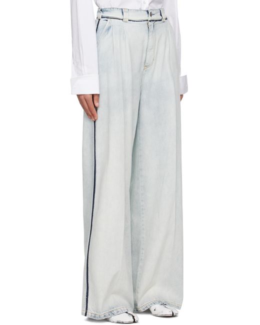 Maison Margiela Blue Memory Wide-Leg Pleated Jeans