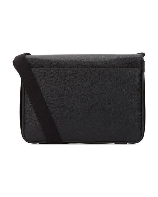 Thom Browne Black Logo Detailed Messenger Bag for men