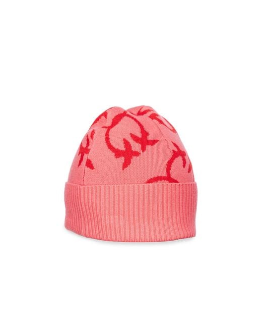 Pinko Pink Logo-Jacquard Beanie Hat