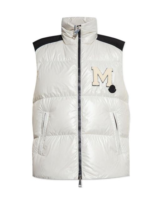 Moncler White Logo Motif Patch Detail Padded Vest