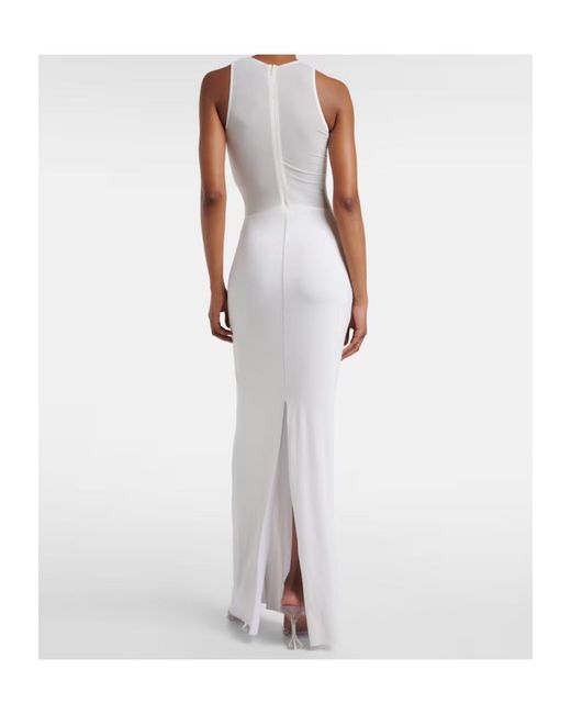 Jean Paul Gaultier White Paneled Semi-Sheer Tulle Maxi Dress