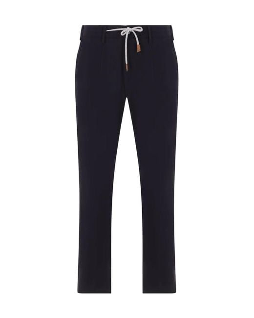 Eleventy Blue Drawstring-Waist Trousers for men