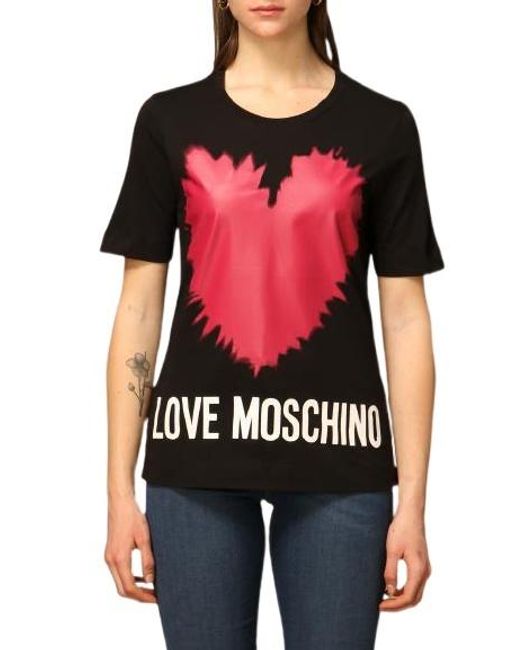 Moschino Red Heart Logo-Print T-Shirt