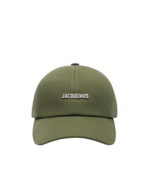 Jacquemus Green Logo Plaque Curved Peak Cap for men