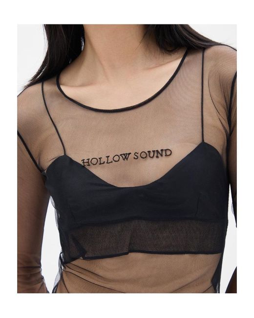 Ann Demeulemeester Black Fiene 'Hollow Sound' Tulle T-Shirt