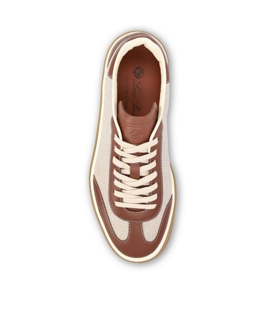 Loro Piana Brown Panelled Low-Top Sneakers
