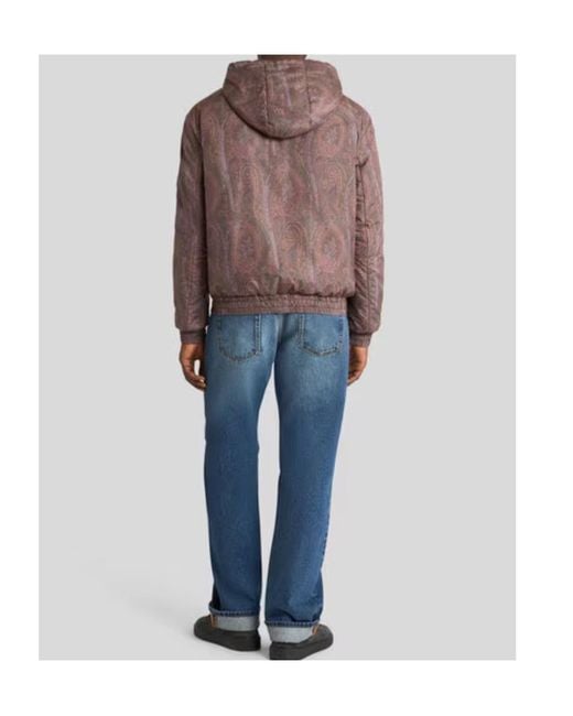 Etro Brown Pattern-Printed Zipped Hooded Jacket for men