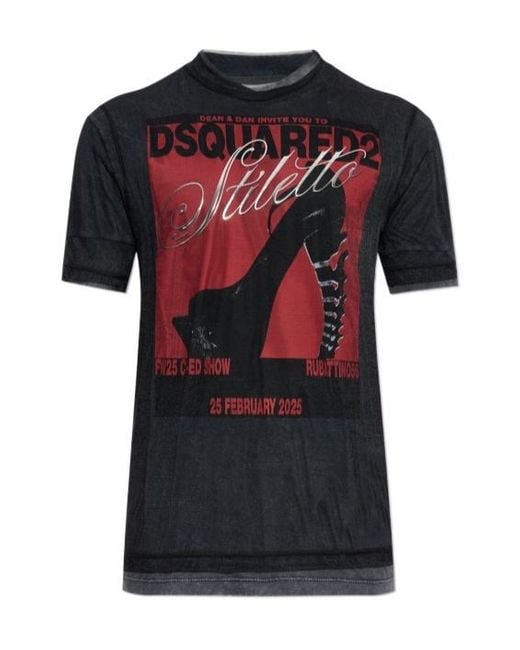 DSquared² Black Logo Printed Crewneck T-Shirt for men