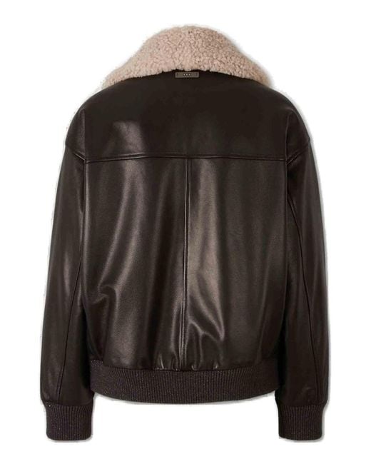 Peserico Black Zip-Up Bomber Jacket