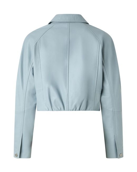 Pinko Blue Zip Leather Jacket