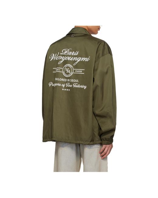 Wooyoungmi Green Taffeta Long-Sleeved Casual Jacket for men