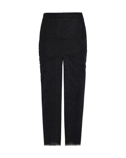Rick Owens Black Sliced Tulle Midi Skirt
