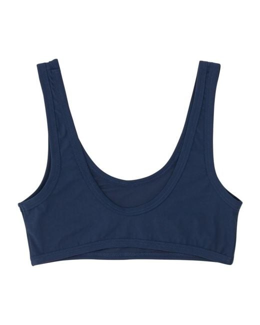 Jil Sander Blue Logo-Printed Scoop Neck Bikini Top
