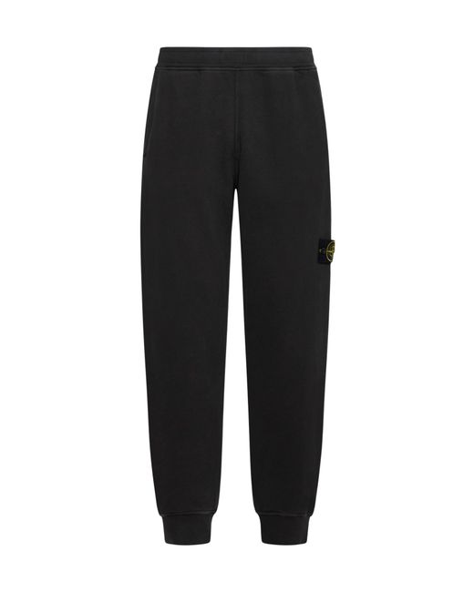 Stone Island Black Logo Patch Tapered-Leg Sweatpants for men