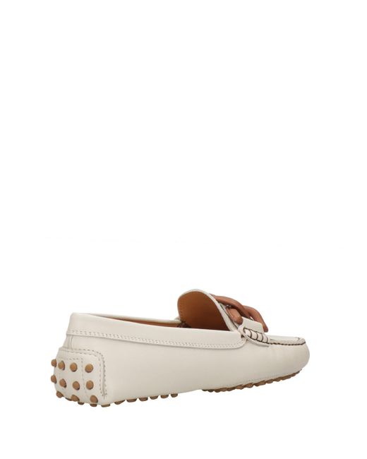 Tod's White Logo Detailed Slip-On Loafers