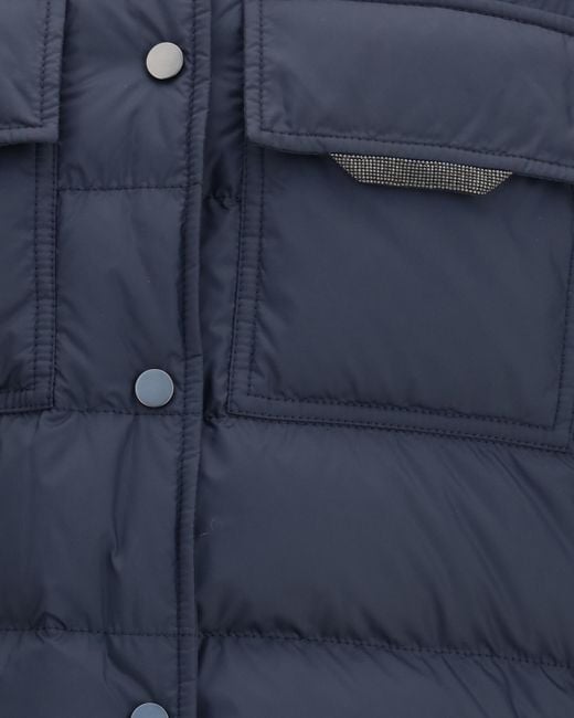 Brunello Cucinelli Blue Buttoned Panelled Jacket