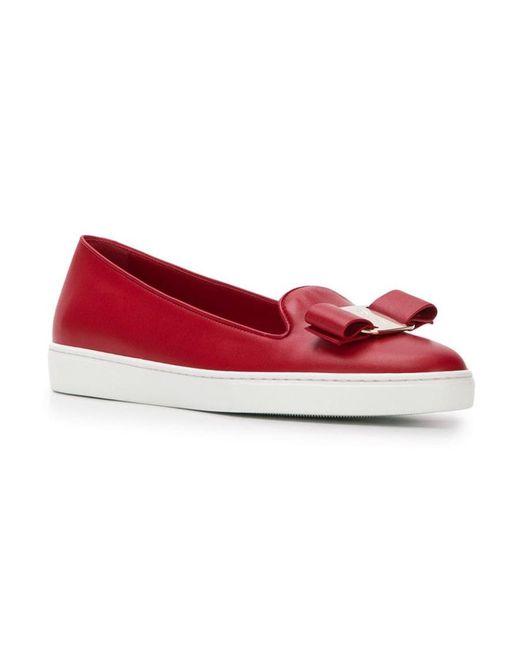 Ferragamo Red Balerina Flats