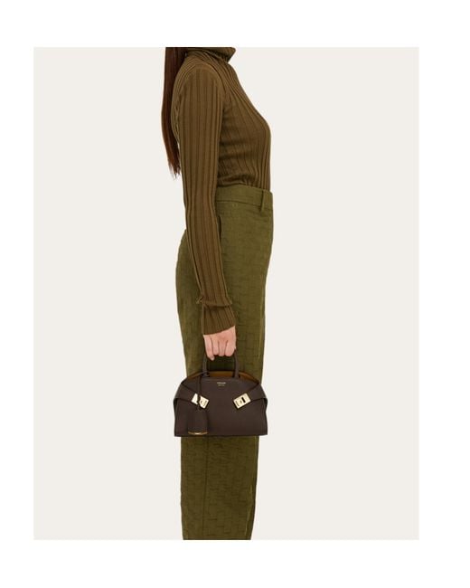 Ferragamo Brown Ferragamo Mini Hug Top Handle Bag