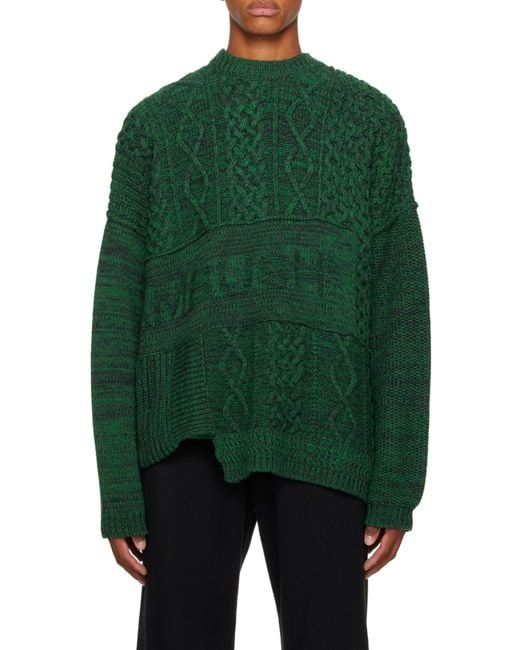 Ambush Green Patchwork Knitted Jumper for men