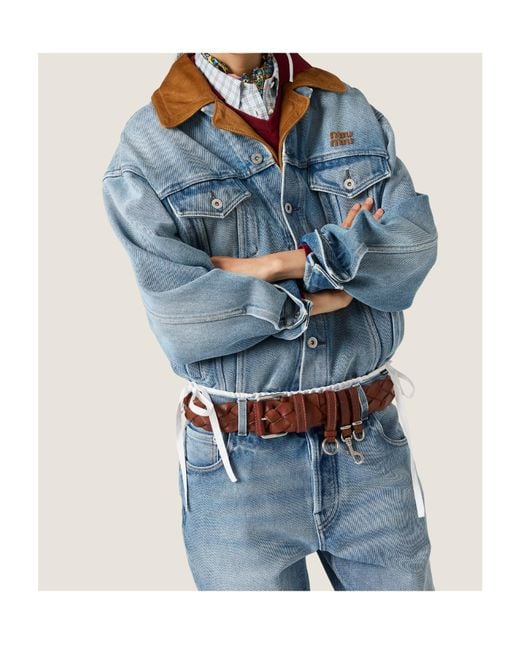 Miu Miu Blue Denim And Suede Jacket