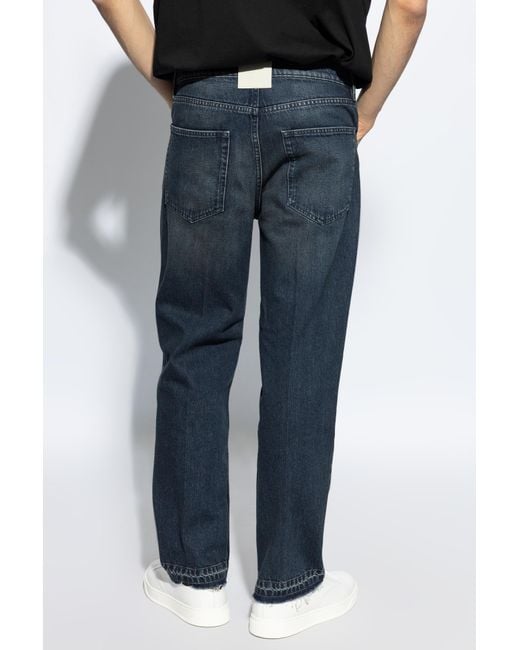 Lanvin Blue Frayed Edge Straight Leg Jeans for men